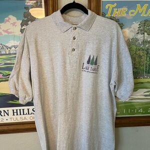 Vintage Lake Tahoe California Polo Shirt Big Mo Heather Gray XL USA Cotton